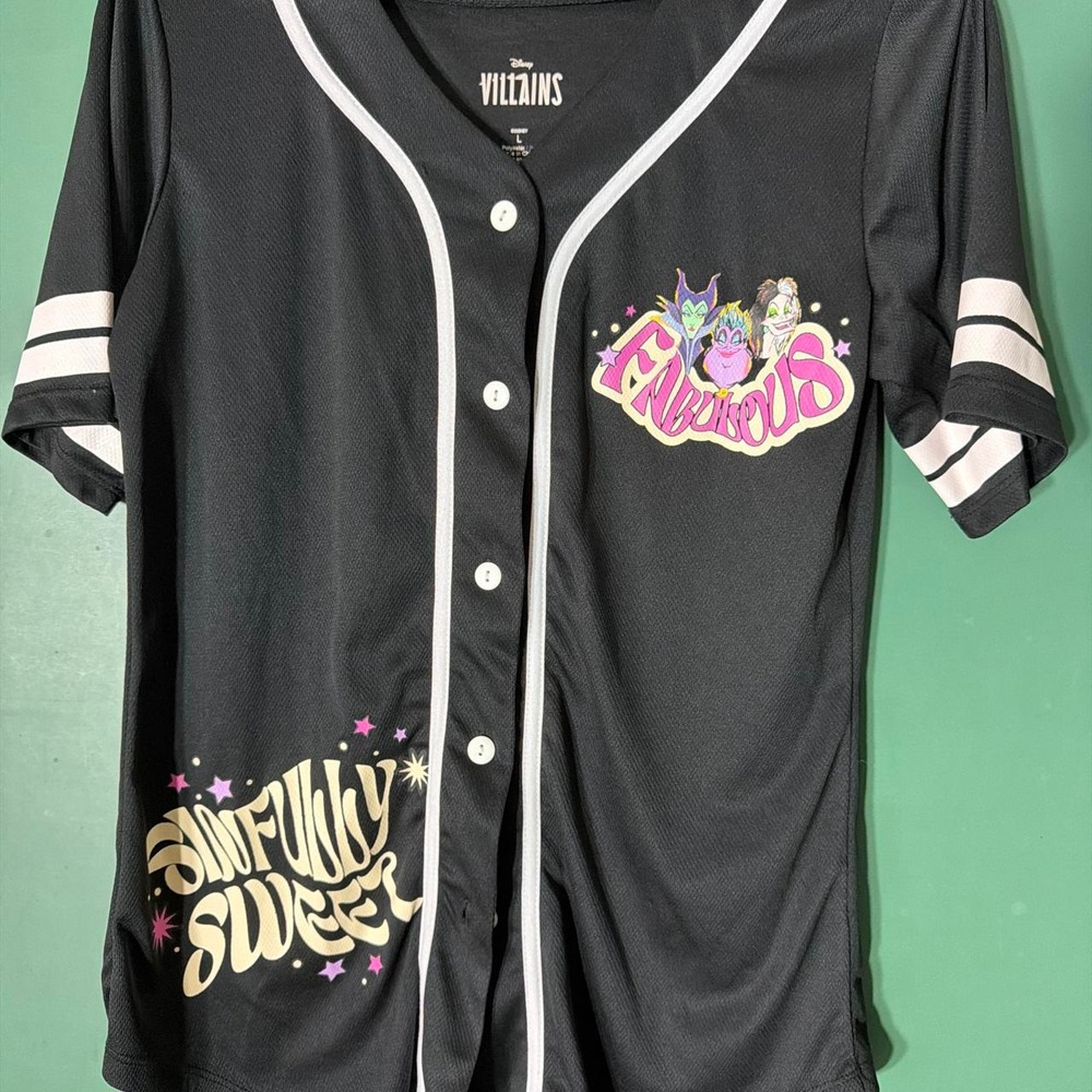Disney Villains Black Baseball Jersey Fabulous Sinfully Sweet Graphic Size L